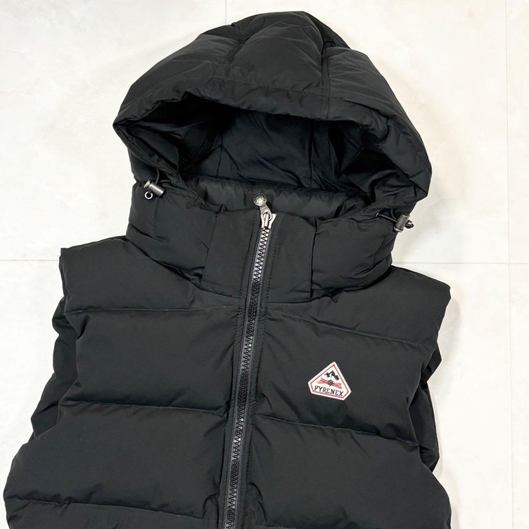 PYRENEX ピレネックス ダウンベスト フード着脱可 ブラック　黒