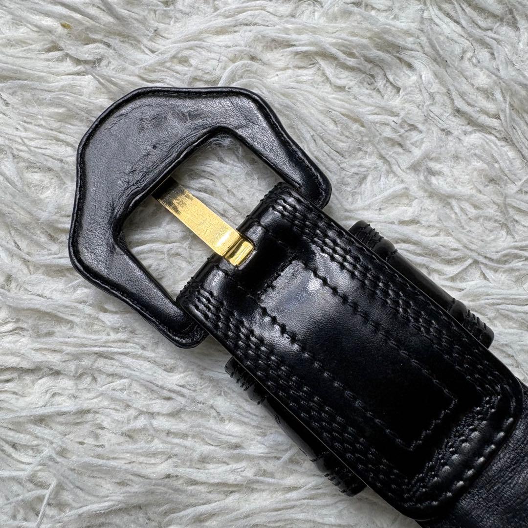 LOEWE ロエベ　アナグラム　黒 レザー 太ベルト サイズ70 スペイン製