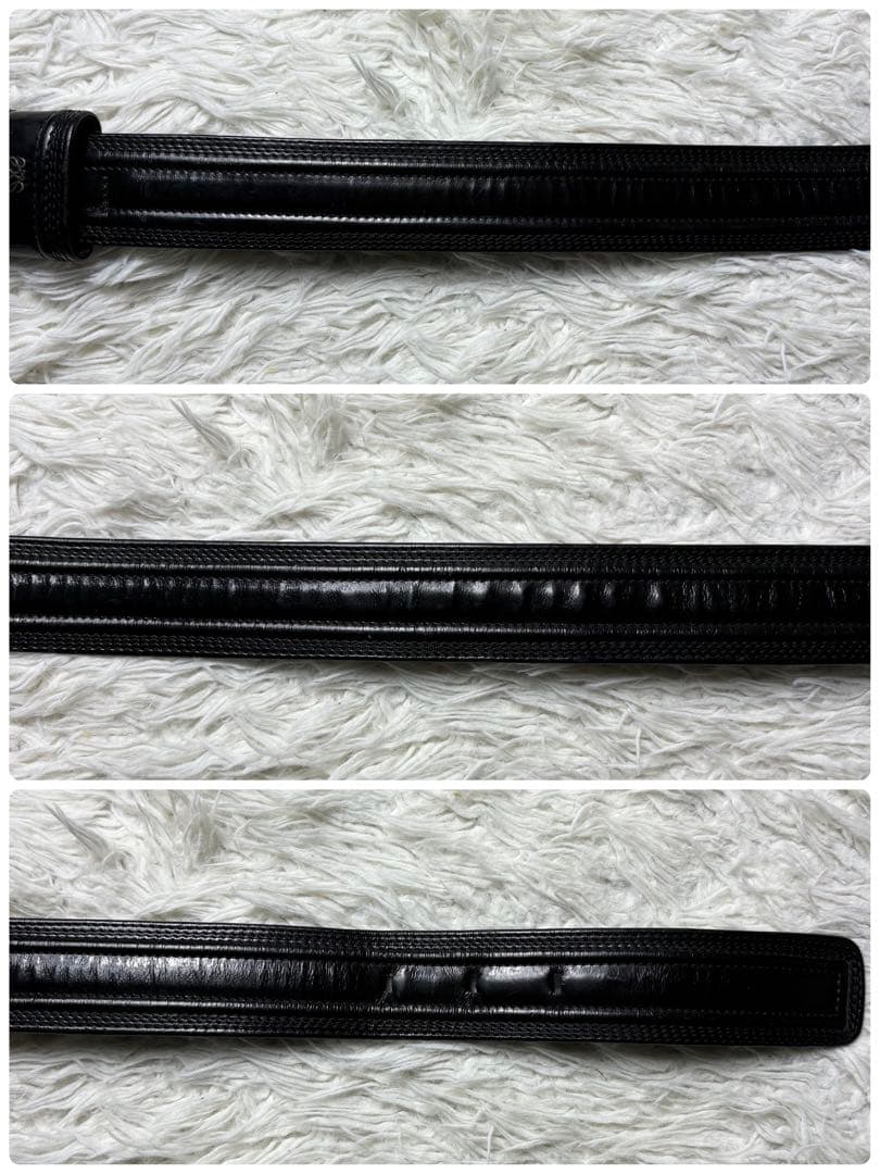 LOEWE ロエベ　アナグラム　黒 レザー 太ベルト サイズ70 スペイン製