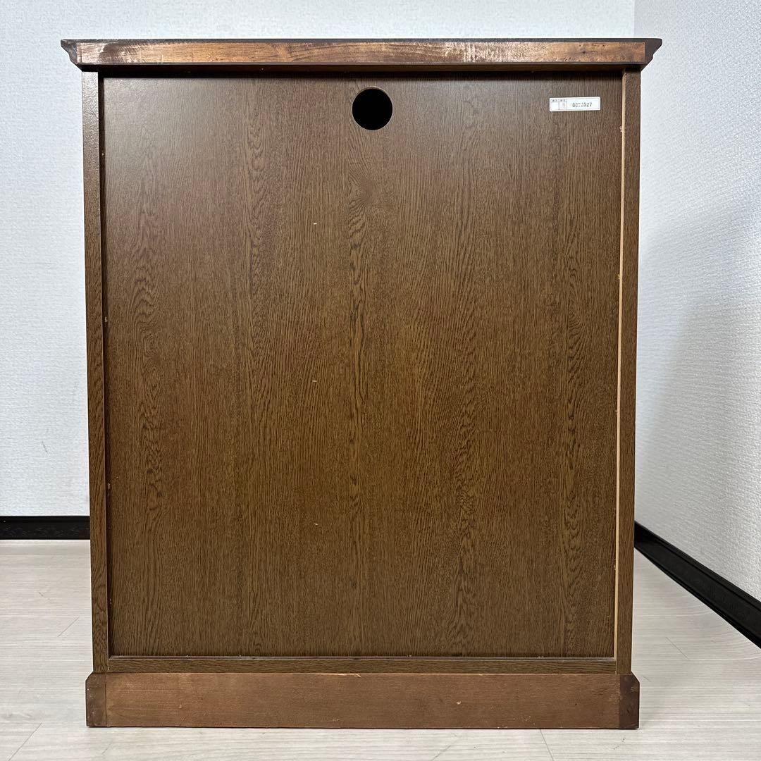 クラシックスタイル チェスト キャビネット ガラス扉 金属取手 i4※