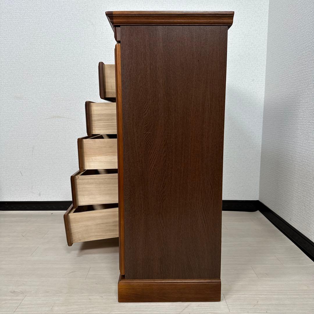 クラシックスタイル チェスト キャビネット ガラス扉 金属取手 i4※