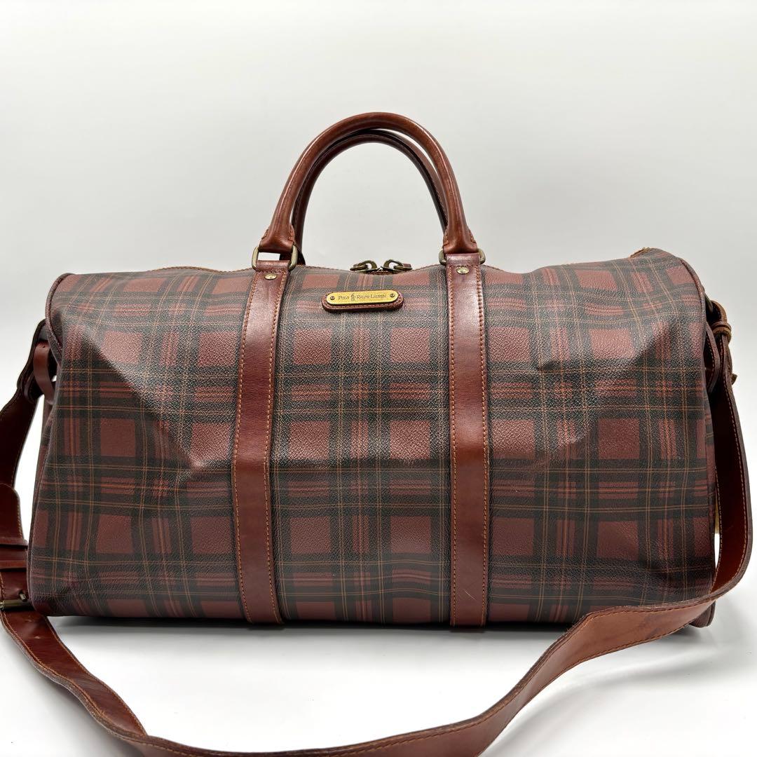 RALPH LAUREN 2way ボストンバッグ レッド チェック 希少