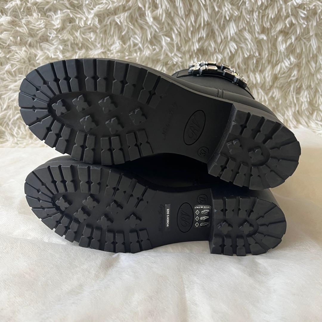 ロジェヴィヴィエ　テンペット ヴィヴ ストラス ブーツ　ラバー　黒　37サイズ