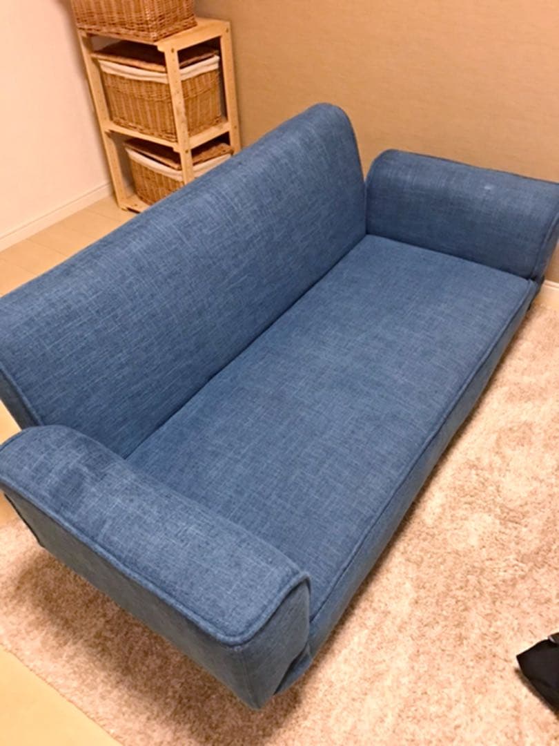 ２人掛けソファベッド★ブルー★青色