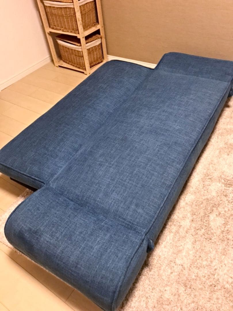 ２人掛けソファベッド★ブルー★青色