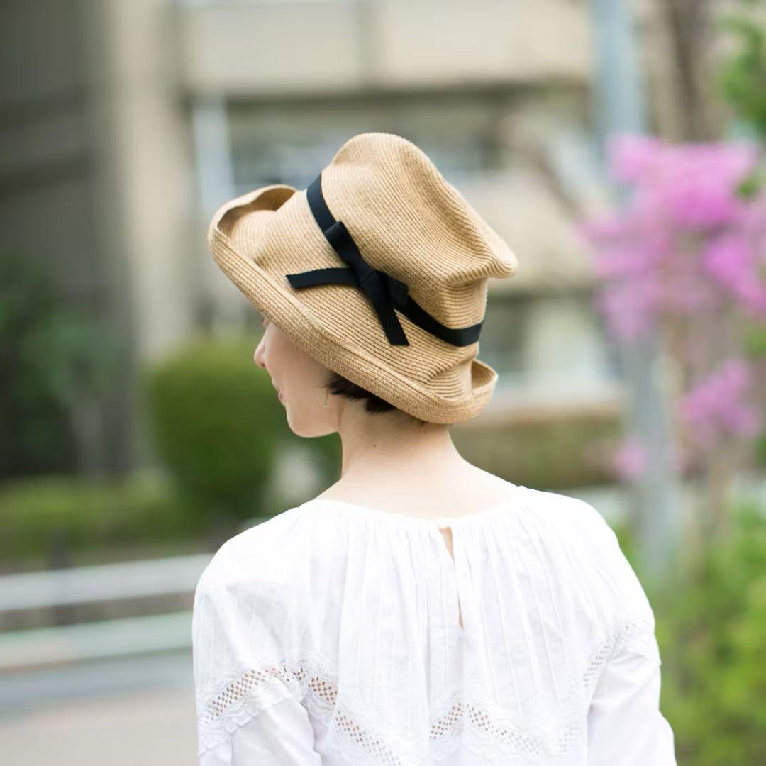 mature ha. BOXED HAT 麦わら帽子つば幅11cmペーパーハット