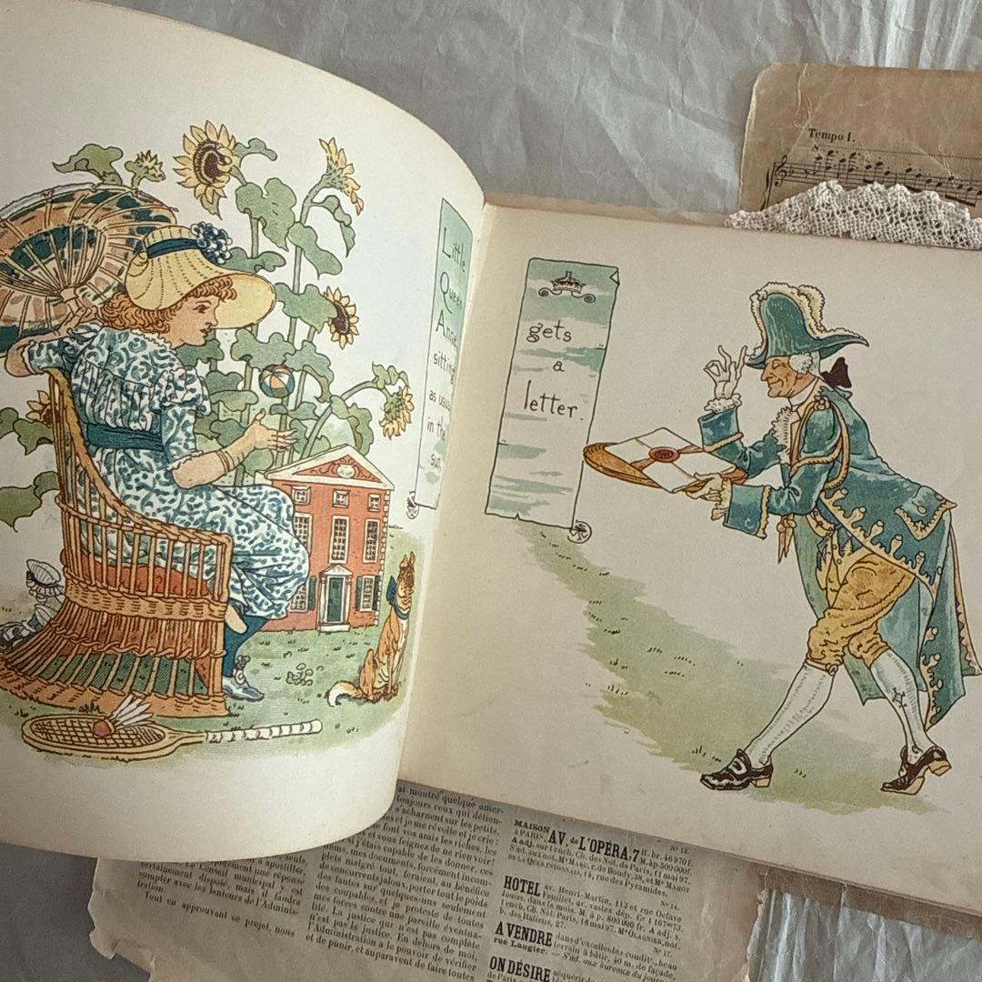 稀少アンティーク美しい挿絵のイギリス絵本ウォルタークレイン洋書ジャンクジャーナル