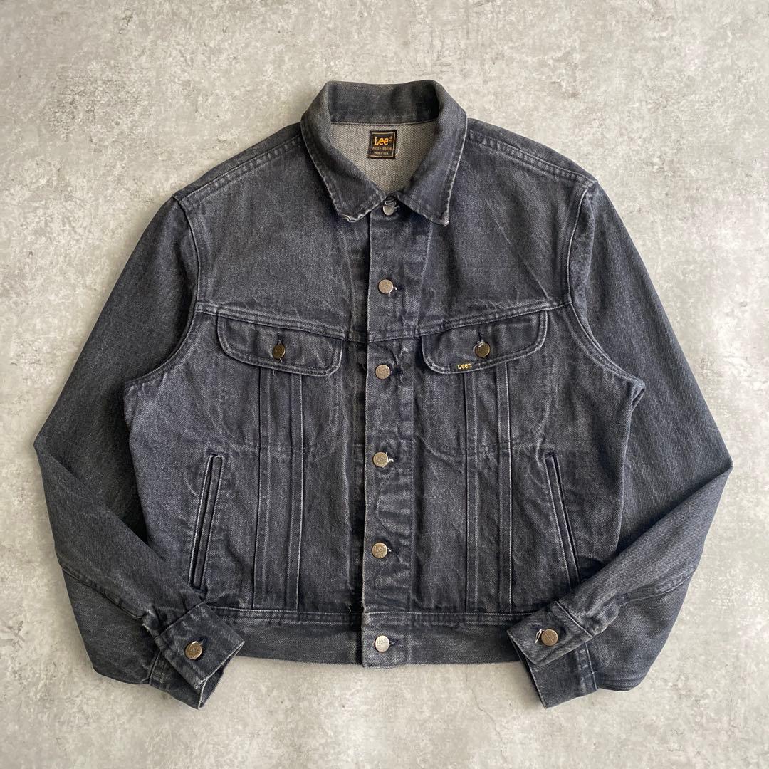 80s Lee 220 先染め ブラック デニム ジャケット 実寸 42