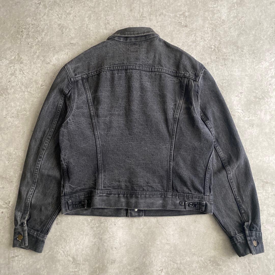 80s Lee 220 先染め ブラック デニム ジャケット 実寸 42