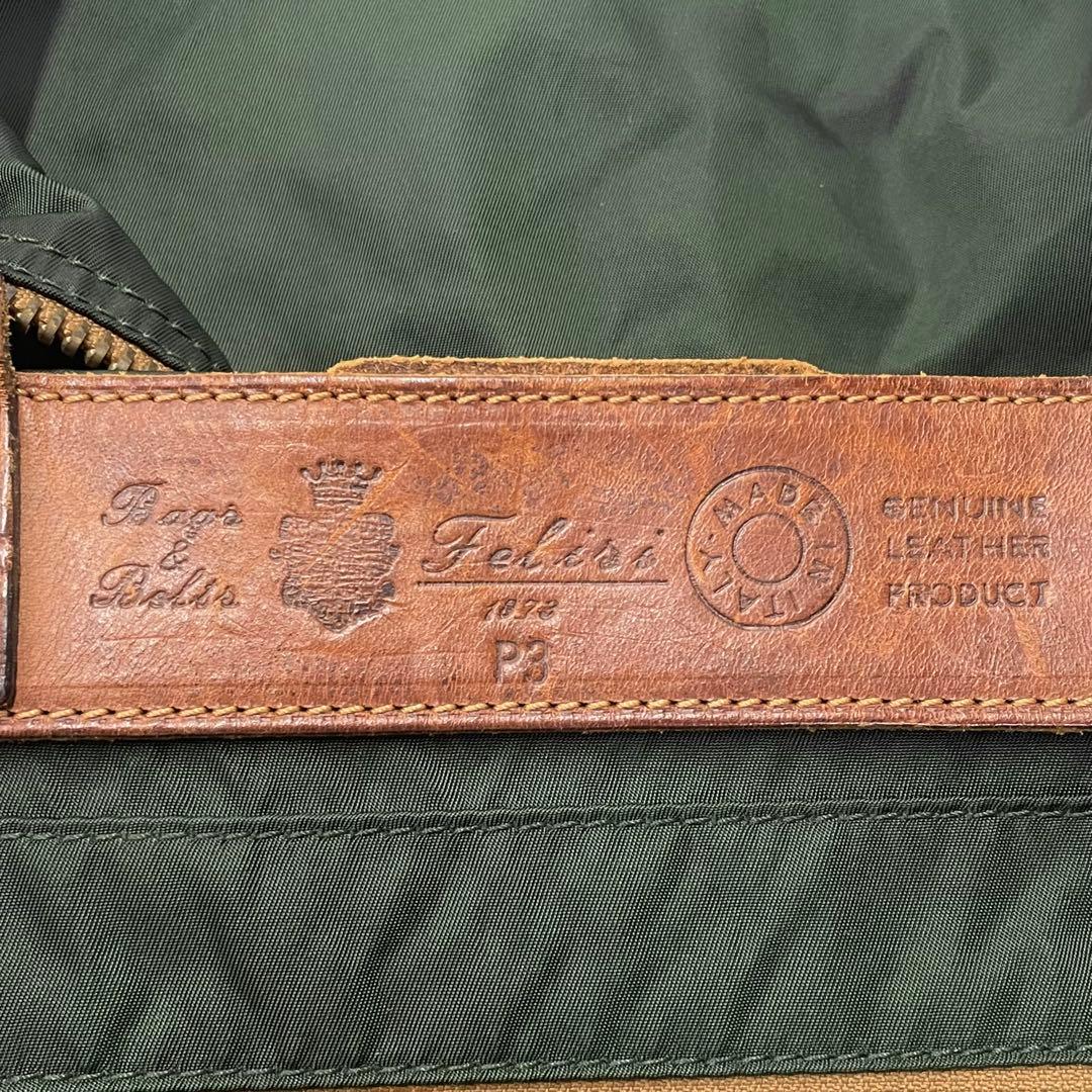 【美品】フェリージ P3 2WAY ボストンバッグ レザー×ナイロン イタリア製