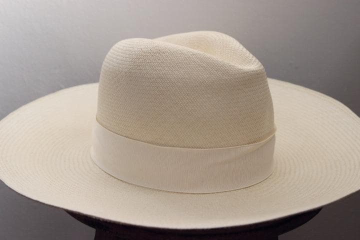 Borsalino ボルサリーノ 幅広ブリム パナマハット 麦わら帽子 M 白