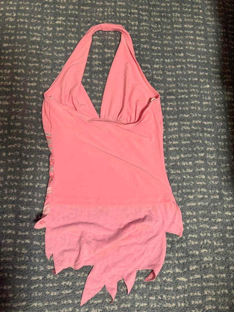 ハイビスカス花柄ピンク y2k キャミソール