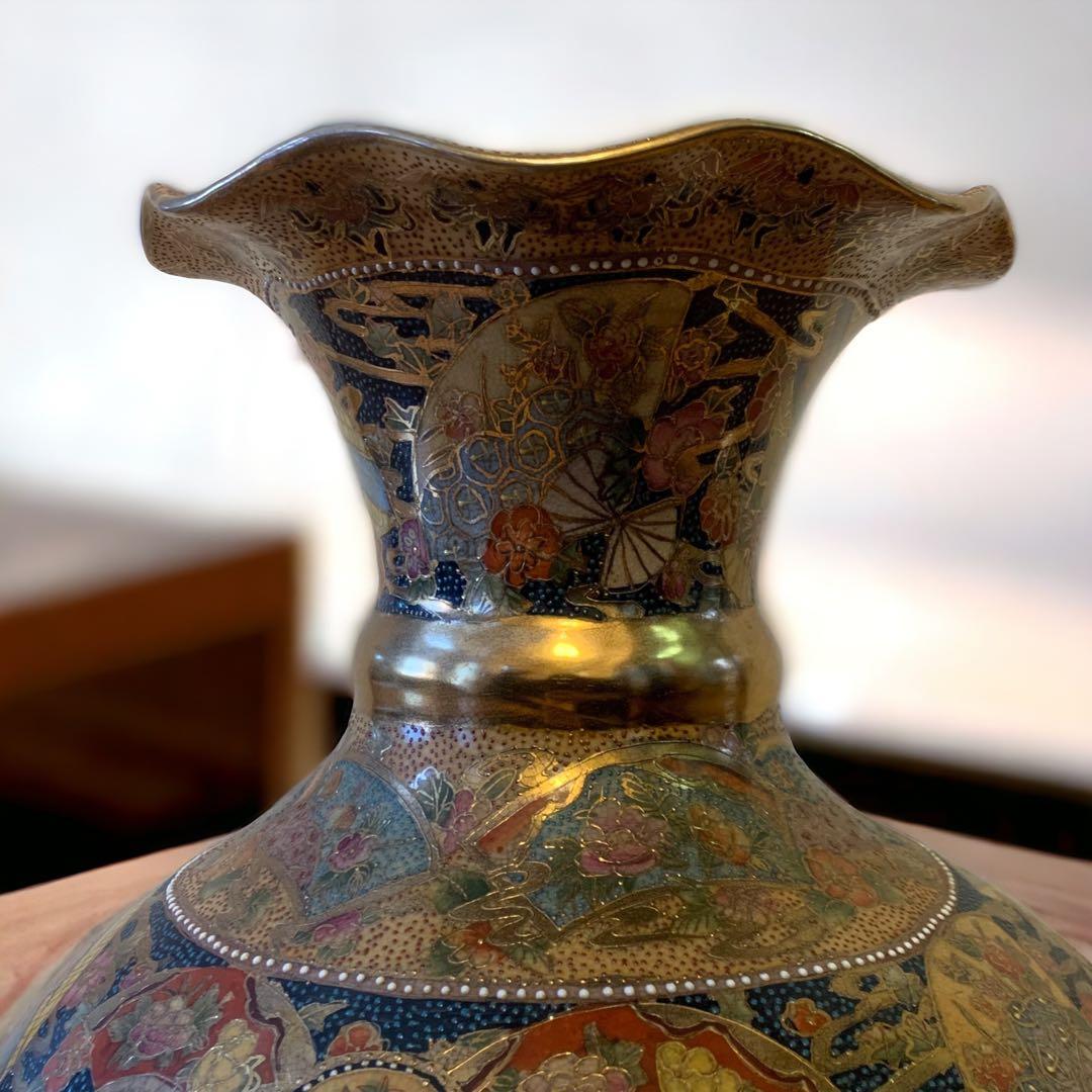 管理番号❀M170◻️⊶薩摩焼 金蒔絵 金彩 大壺 織田信長 武者 古美術