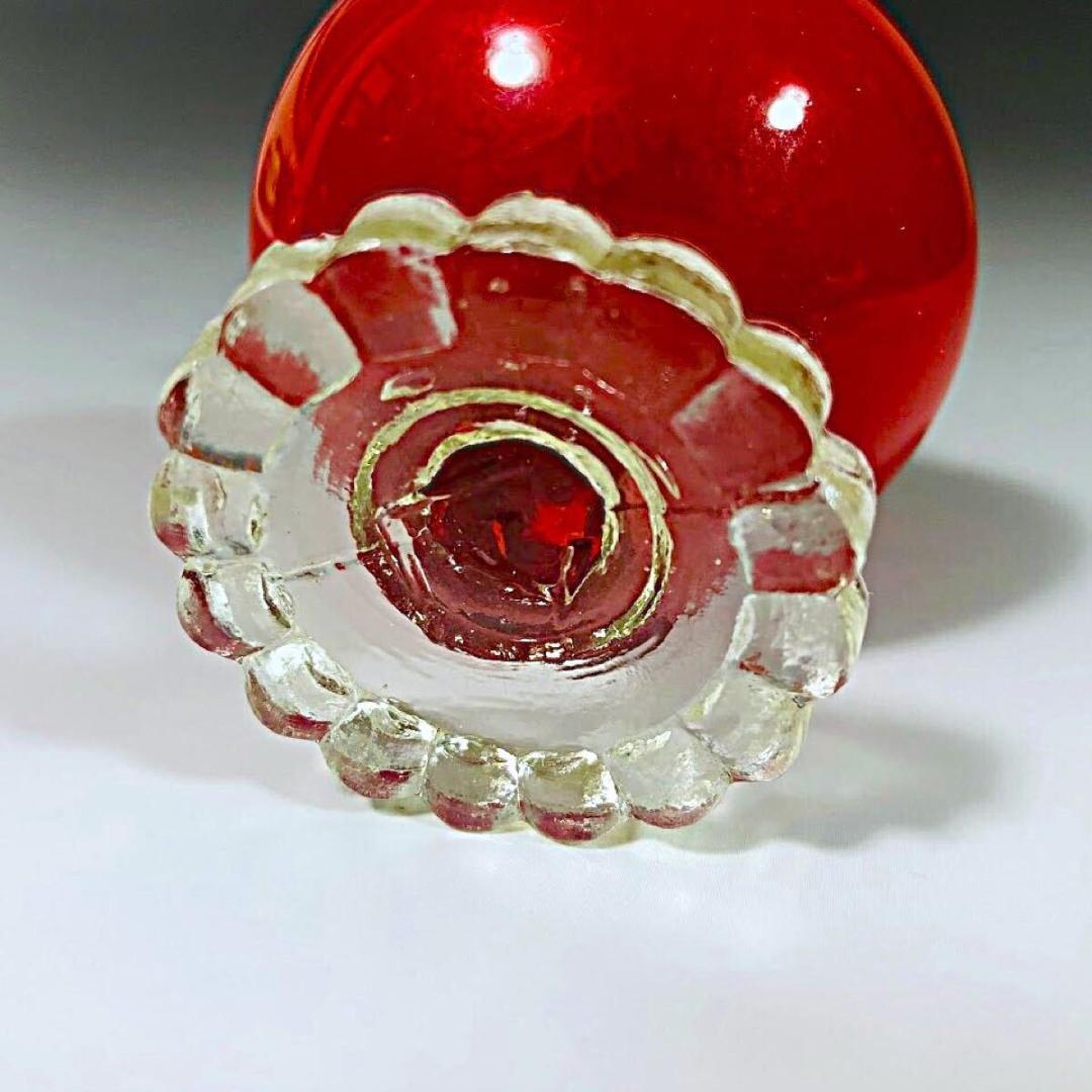 明治時代 豆ランプ 赤染め 鬼灯タンク 戦前 検索用 ペロペロ 金平糖 古ガラス