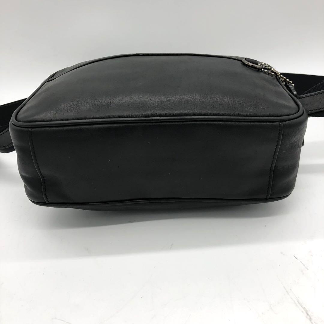 【美品】コーチ ショルダーバッグ グラハム ダブルファスナー レザー ブラック