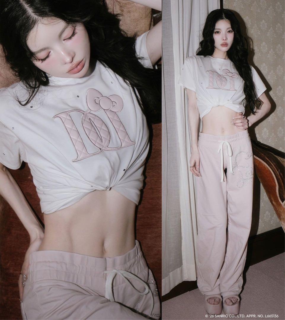 複*x様 ダーリッチ Hello DarichキルティングアップリケビジューTシ