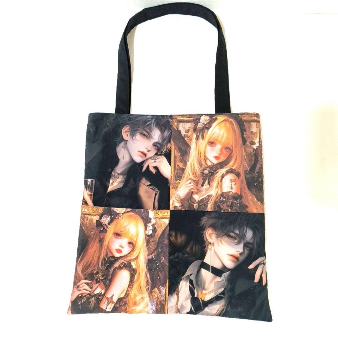 La luna様】ハンドメイドオーダー★男女猫兎★大容量フラットトートバッグ3点