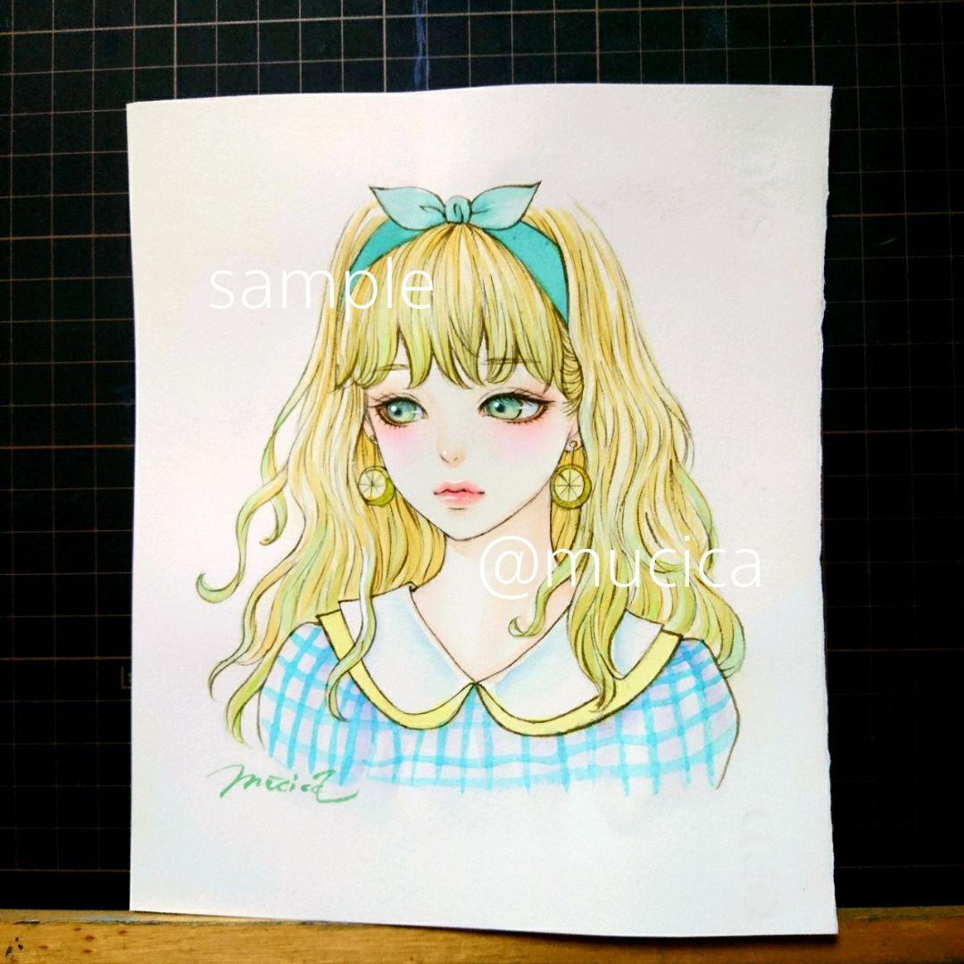 ポストカードプリント 手描きイラスト《レモネード》水彩画 オリジナル