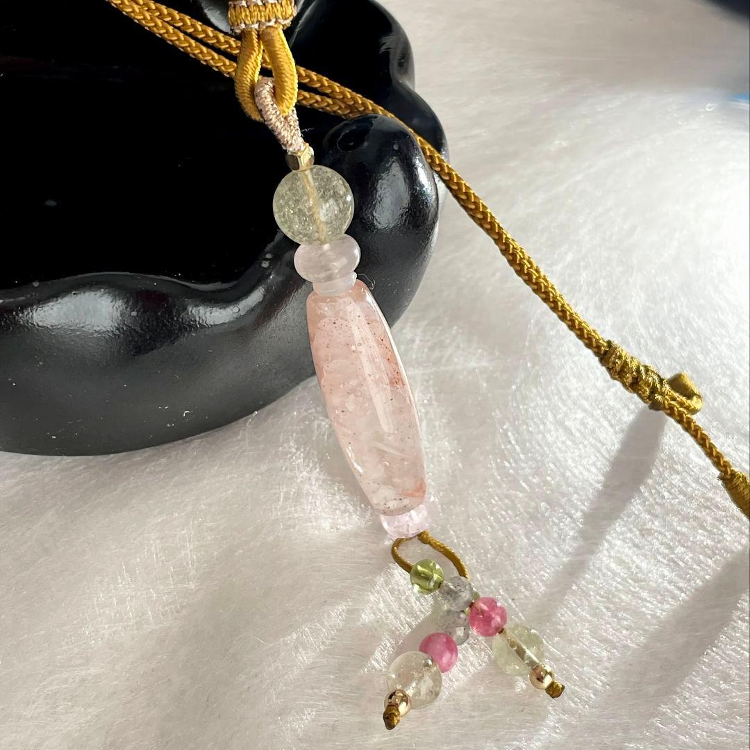 マニカラン水晶 削り出し 天珠 リビアングラス 氷種クンツァイト ネックレス