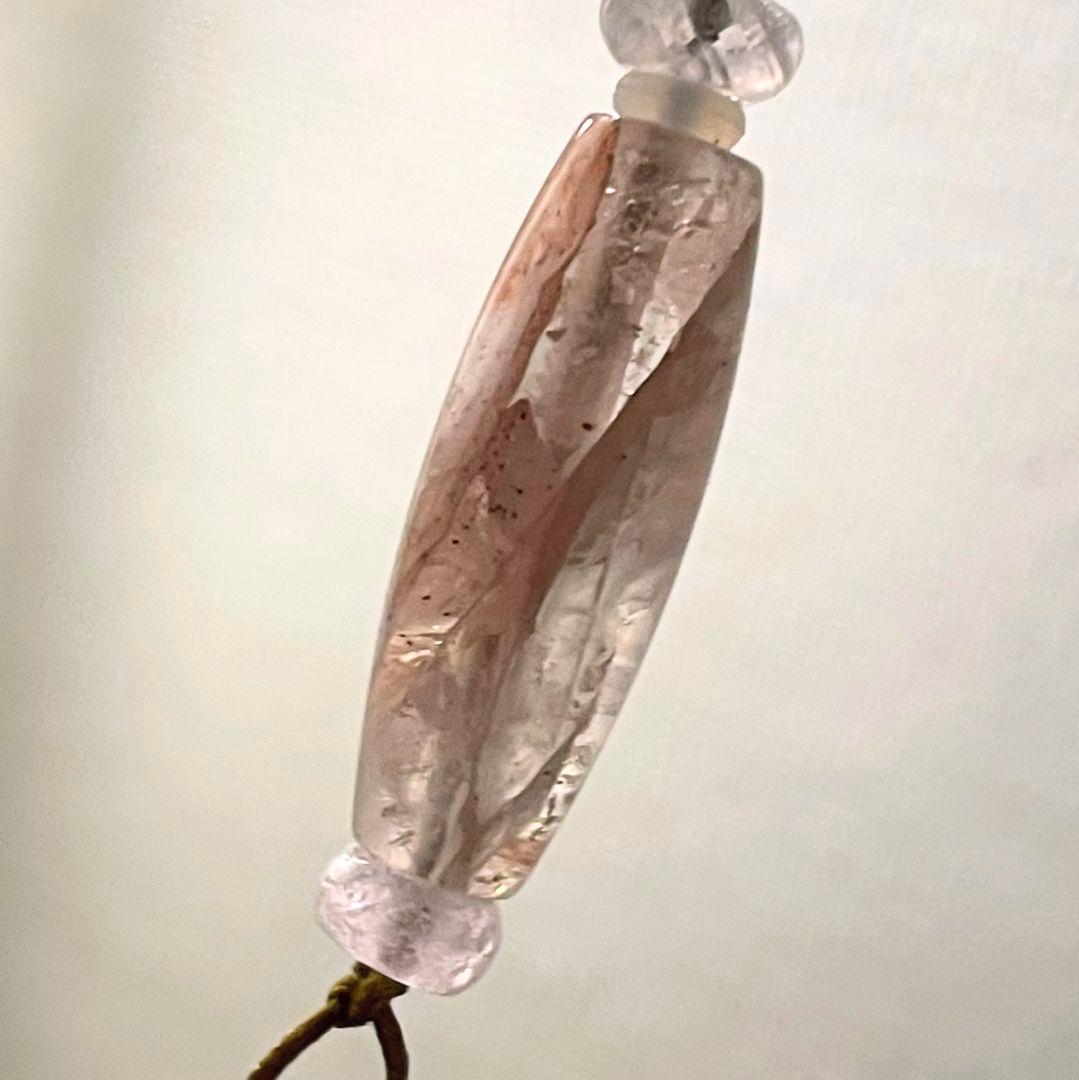 マニカラン水晶 削り出し 天珠 リビアングラス 氷種クンツァイト ネックレス