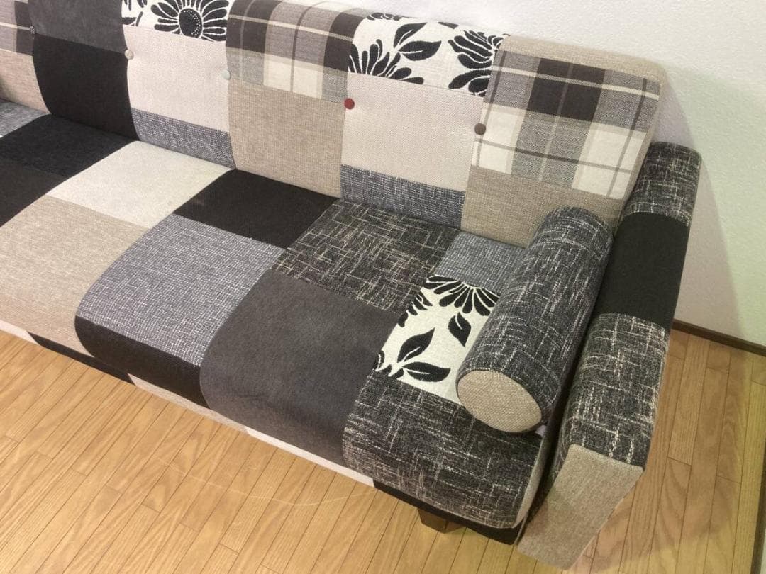 パッチワークソファ おしゃれ 3人掛け 収納付き ソファベッド 三人掛け 総柄