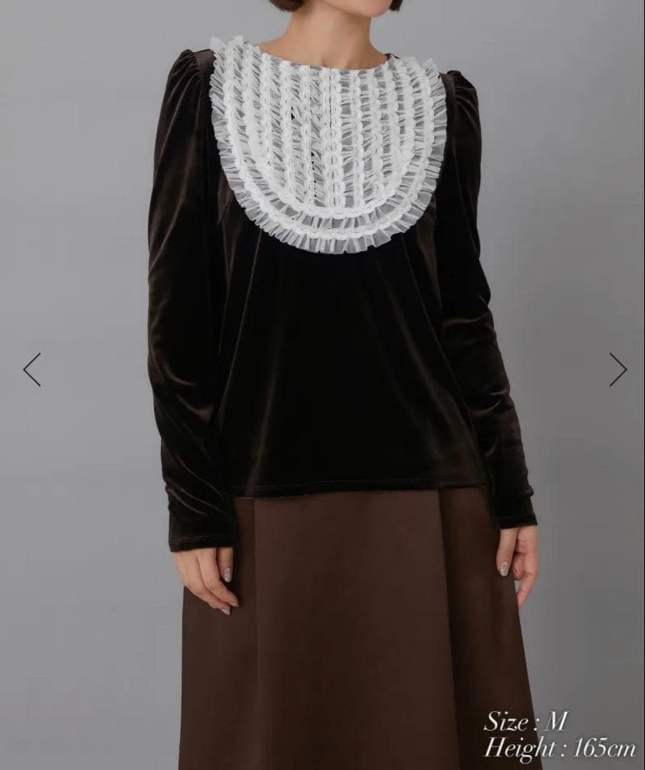 セブンテンチュールフリルベロアトップス　ブラウン新品