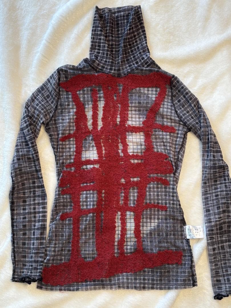 Jean-PaulGAULTIERFEMMEパワーネットフェイスプリント赤刺繍