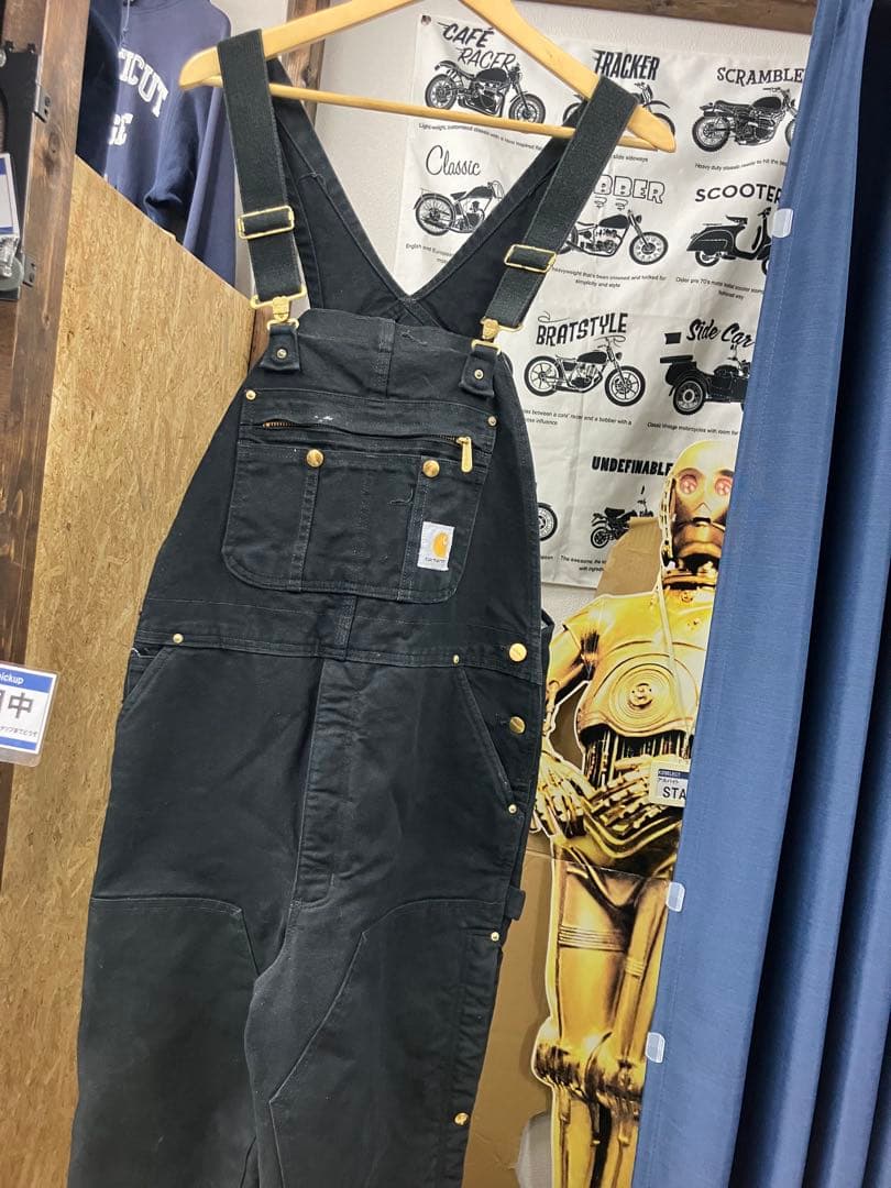 carhartt BLACKオーバーオール　ダブルニー仕様　W38Ｌ30