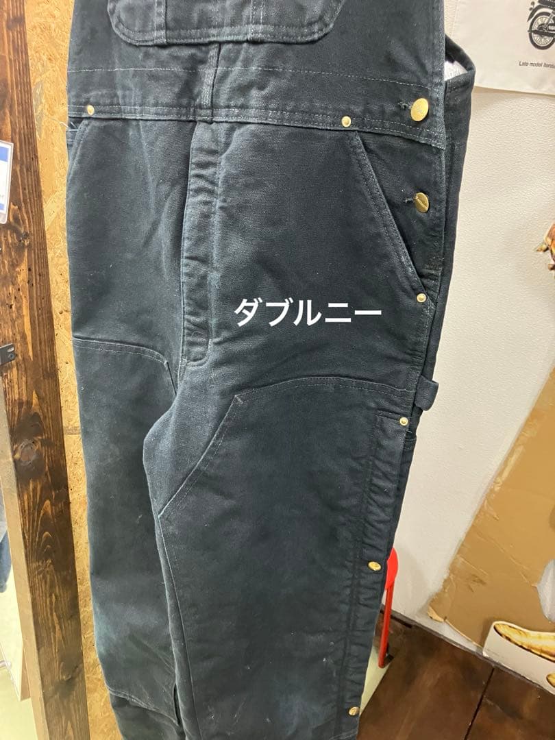 carhartt BLACKオーバーオール　ダブルニー仕様　W38Ｌ30