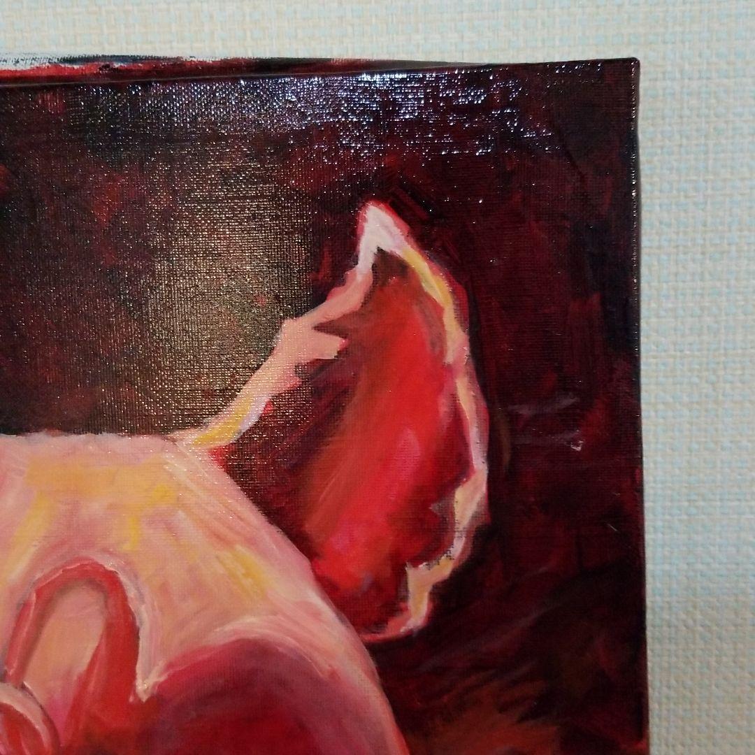 油絵　みーちゃん　夕方帰る子豚