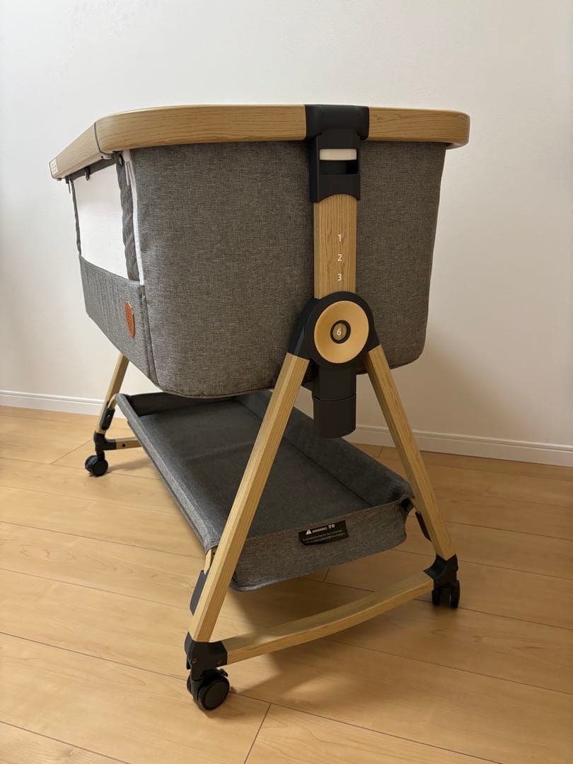 hzdmj 2024 ベビーベッド　ゆりかご　グレー