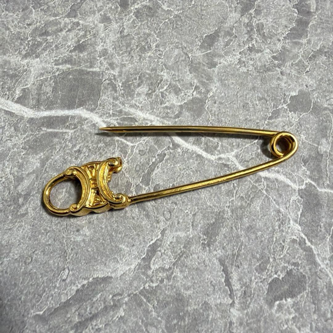 【希少】CELINE セリーヌ ピンブローチ マカダム トリオンフ ゴールド