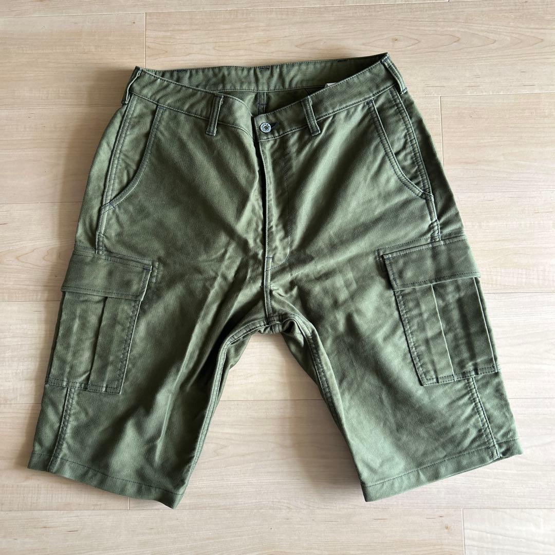 桃太郎ジーンズW32 カーゴショートパンツ オリーブグリーン