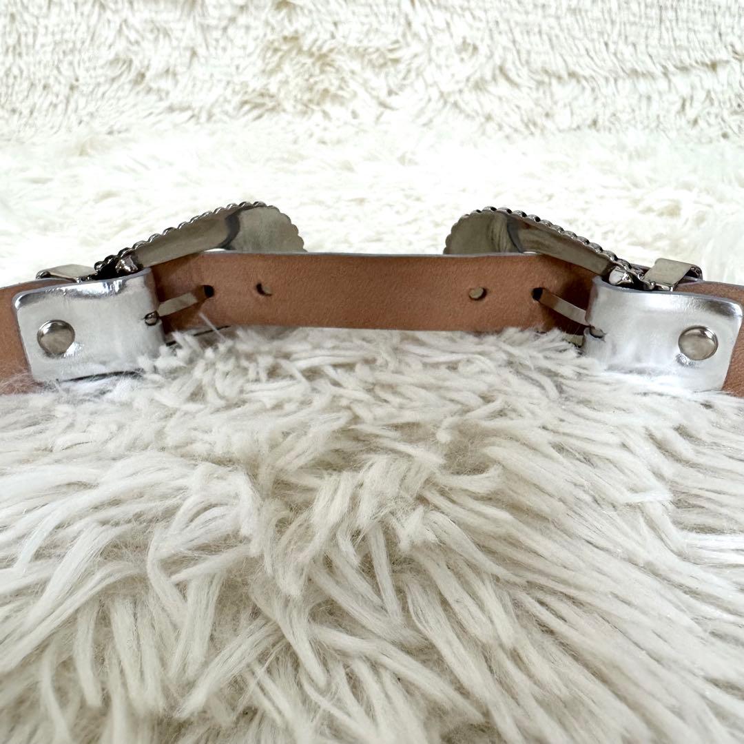 トーガ プルラ TOGApulla ダブルバックルベルト シルバー ウエスタン