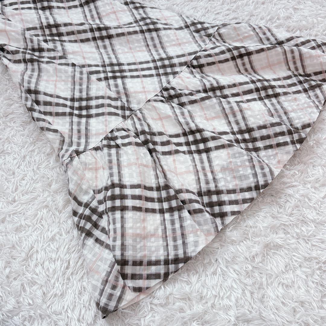 バーバリー ブルーレーベル ノースリーブ ワンピース ノバチェック ラメ糸 36