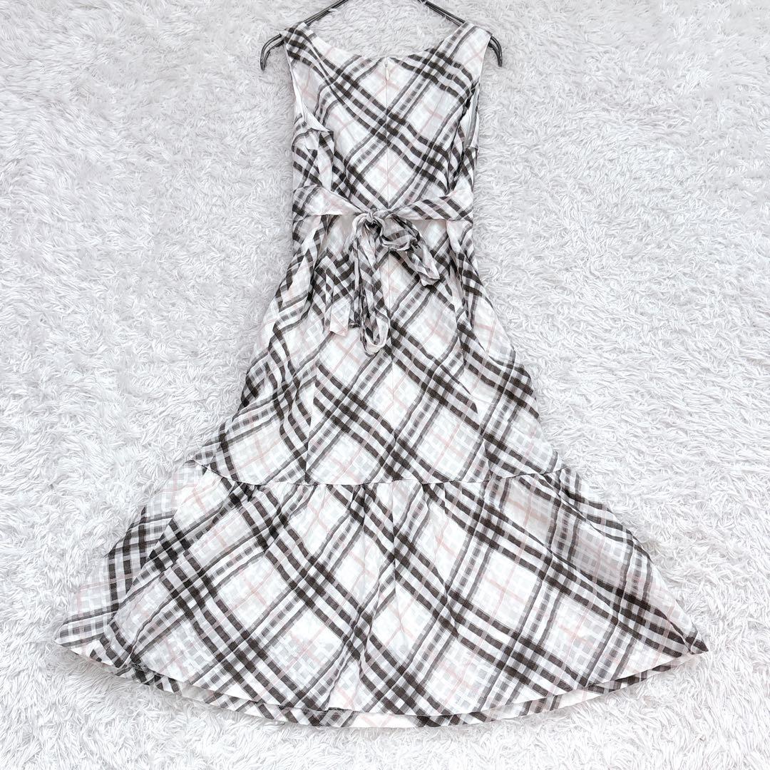 バーバリー ブルーレーベル ノースリーブ ワンピース ノバチェック ラメ糸 36