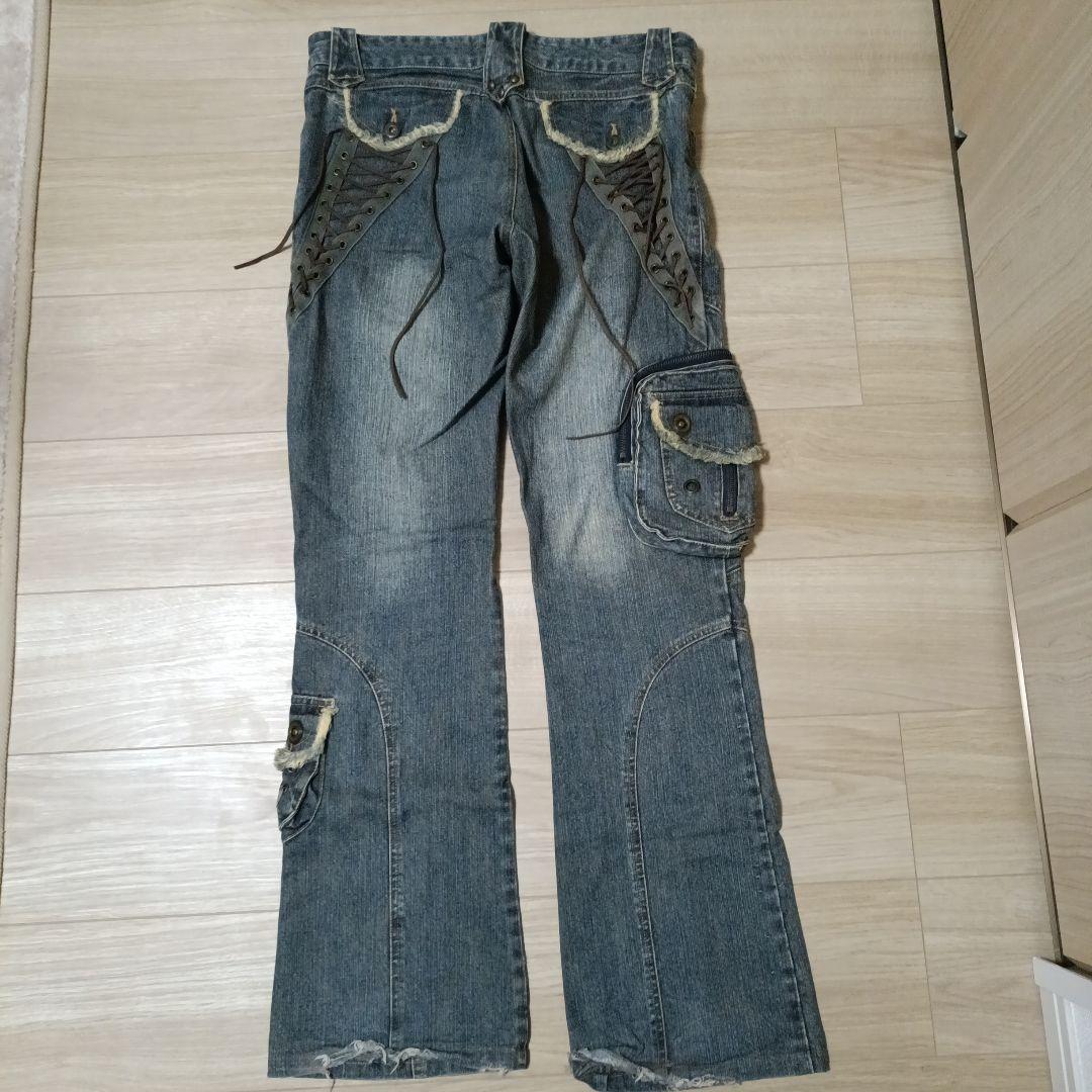 【in the attic】 デザイン カーゴ デニム ダメージ Y2K