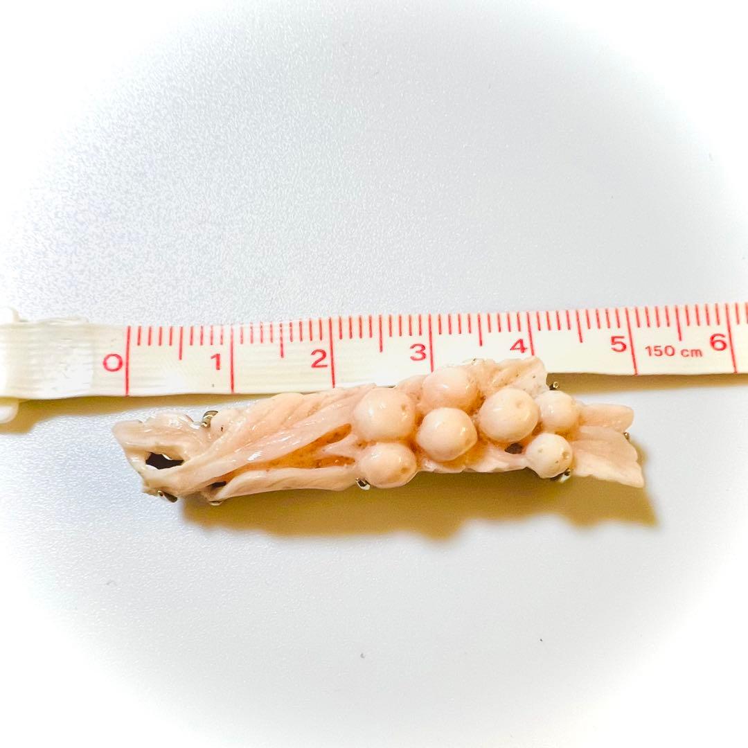 赤珊瑚　帯留め　アンティーク　K14 WG 刻印