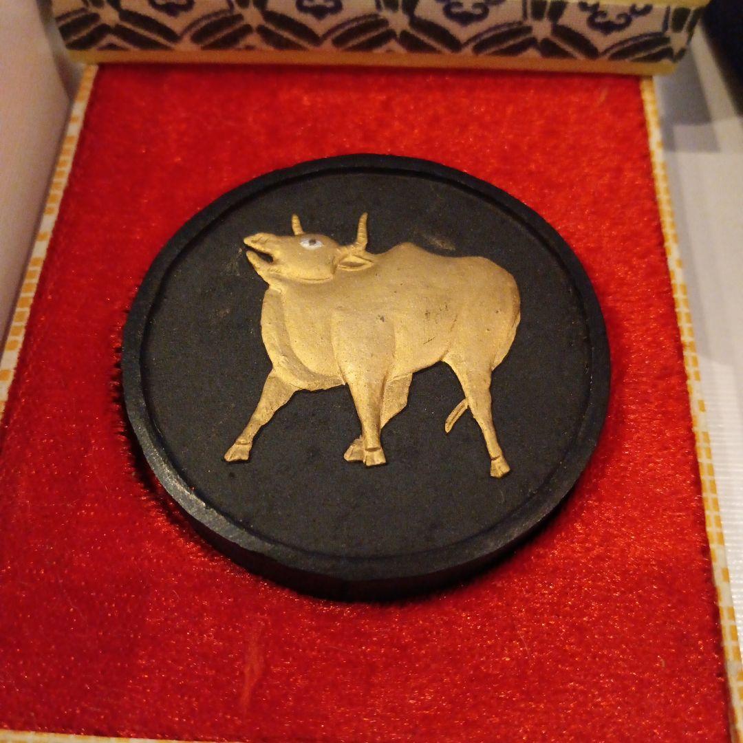 祖*品様 干支　牛　硯　中国上海硯　　硯3点セット