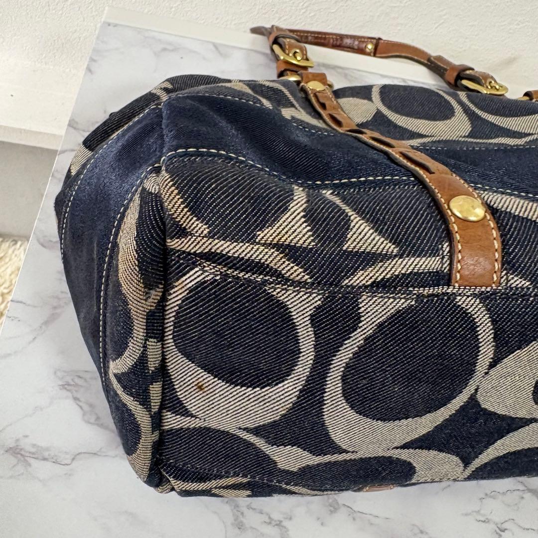 バッグ Coach Signature Denim mini boston bag