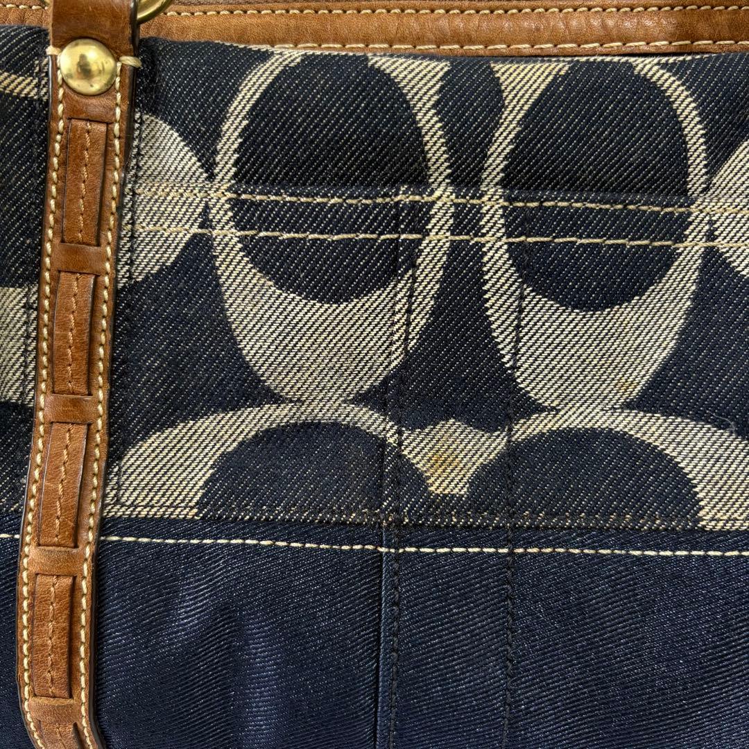 バッグ Coach Signature Denim mini boston bag