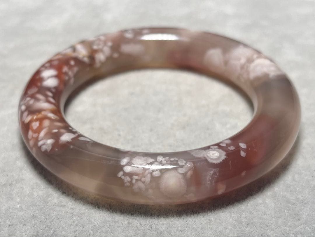 天然　桜瑪瑙バングル　54mm