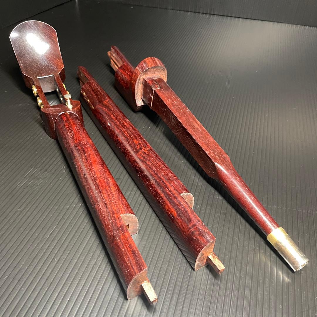 【職人技フルメンテ済み】 津軽三味線 トチ棹 一本溝 紅木 超重量 美品