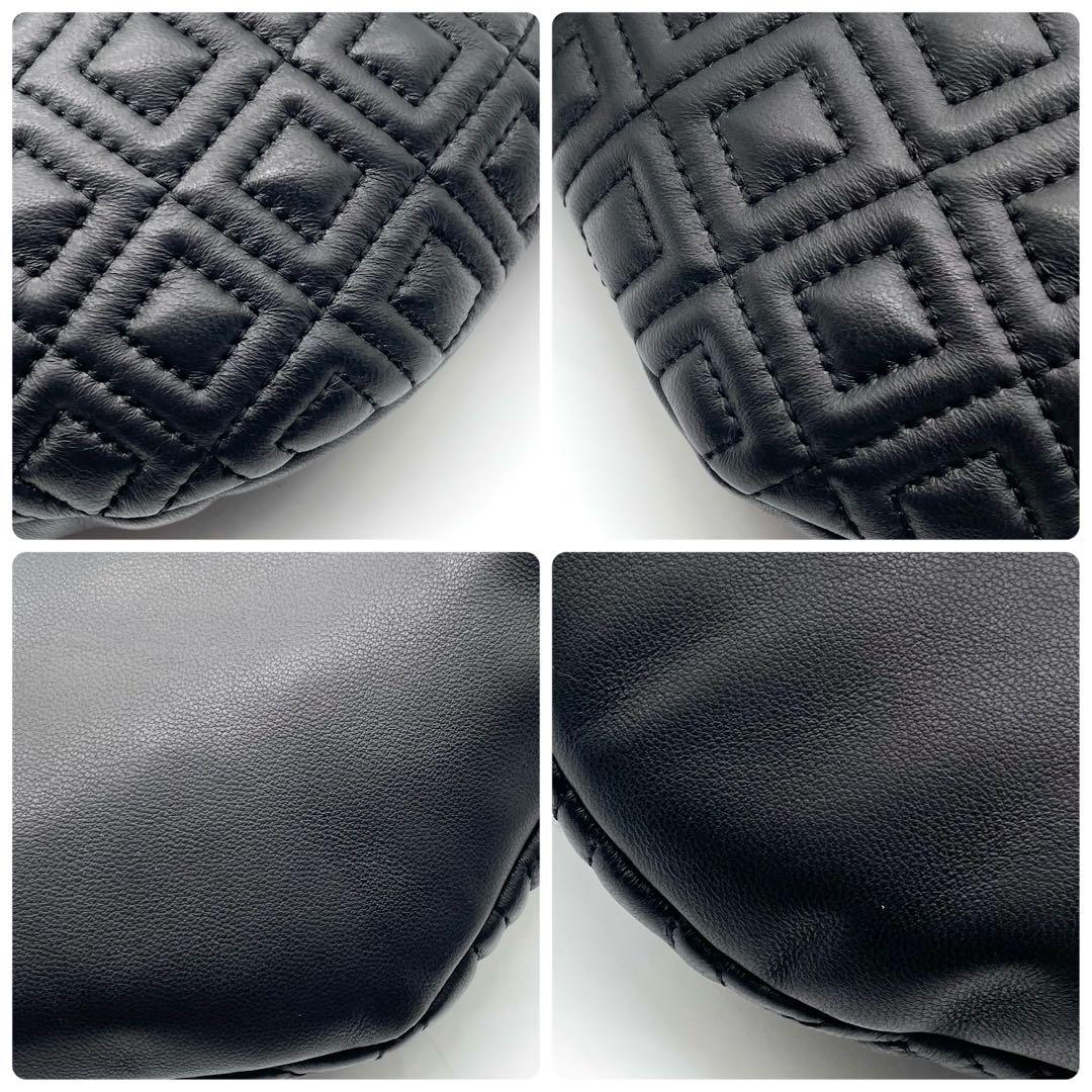 未使用級✨トリーバーチ フレミング ボディバッグ キルティング レザー ブラック