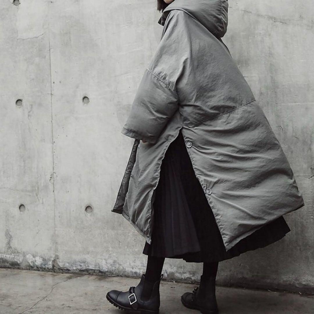 ロング ダウンコート グレー オーバーサイズ