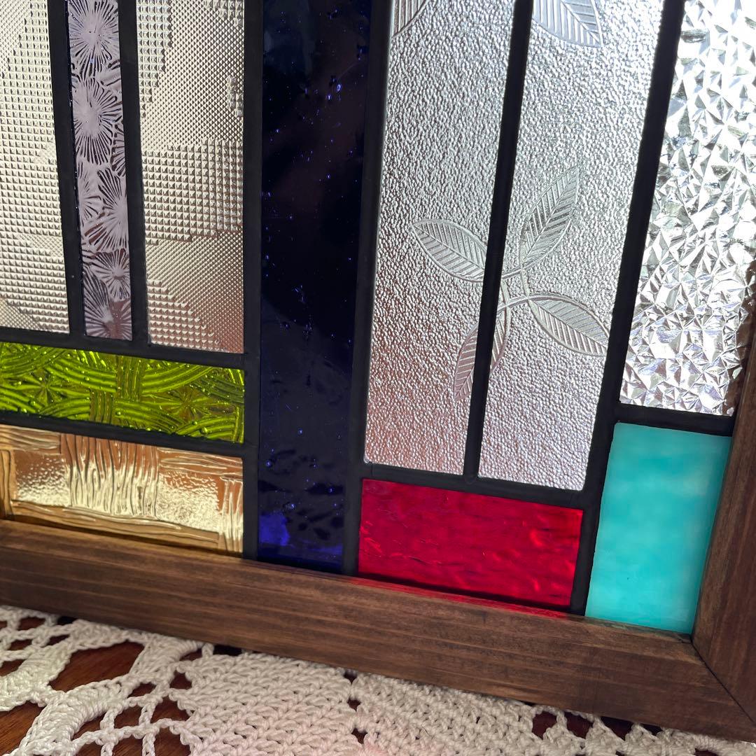ステンドグラス　パネル　昭和レトロ　ガラス引き戸