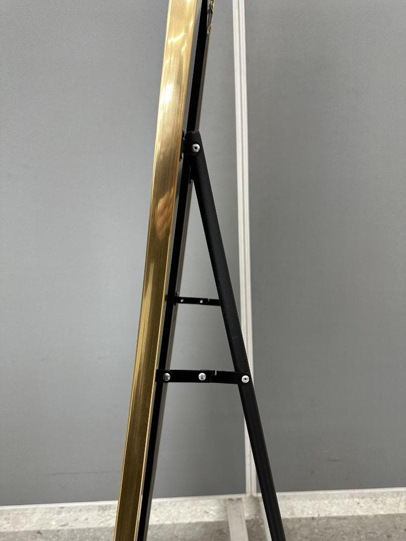 鏡　姿見　スタンドミラー　ウェーブミラー　ゴールド