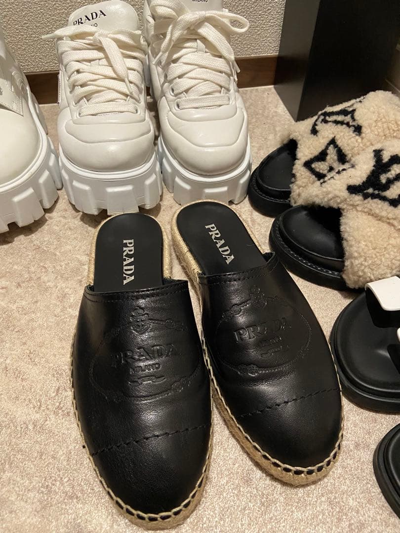 PRADA ブラック エスパドリーユ サンダル