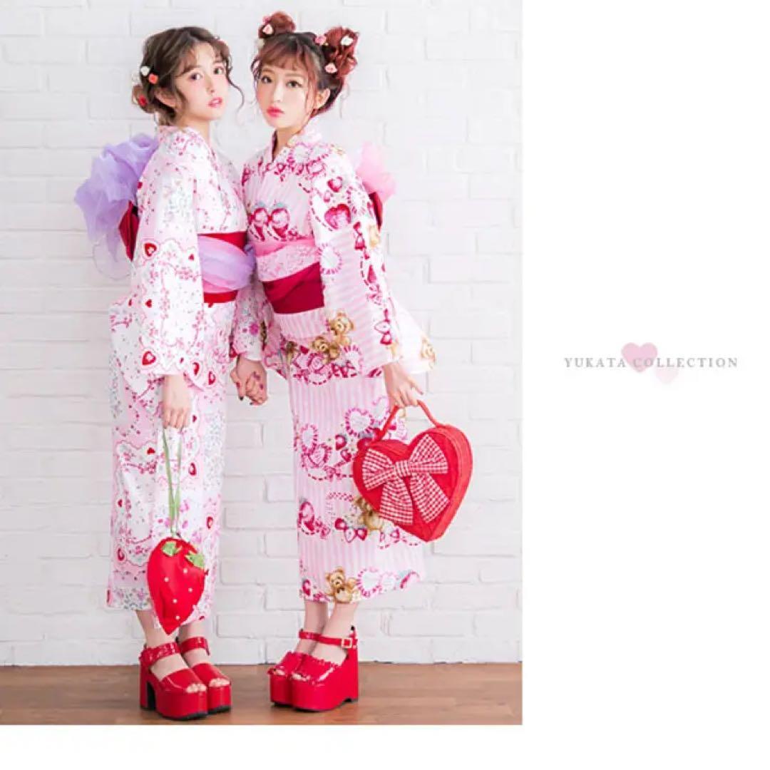 DearMyLove夢展望＊くまストロベリーの浴衣・帯セット ロリータ 量産型