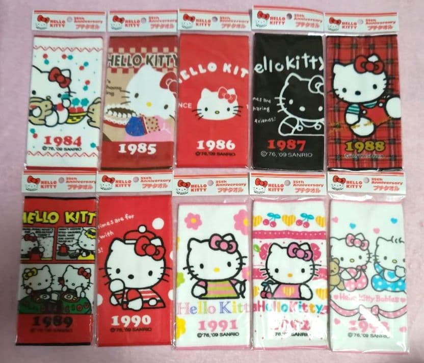 キティ 35周年限定 プチタオル 1974〜2008年 35種類 コンプリート♪